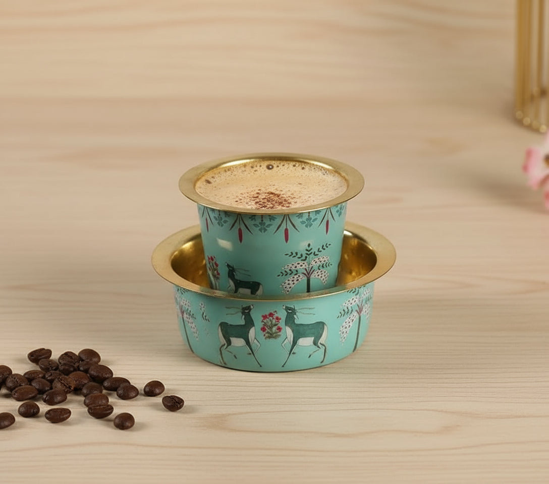 Signature Brass Dabara Coffee Set – Enamel Series | Handcrafted Luxury