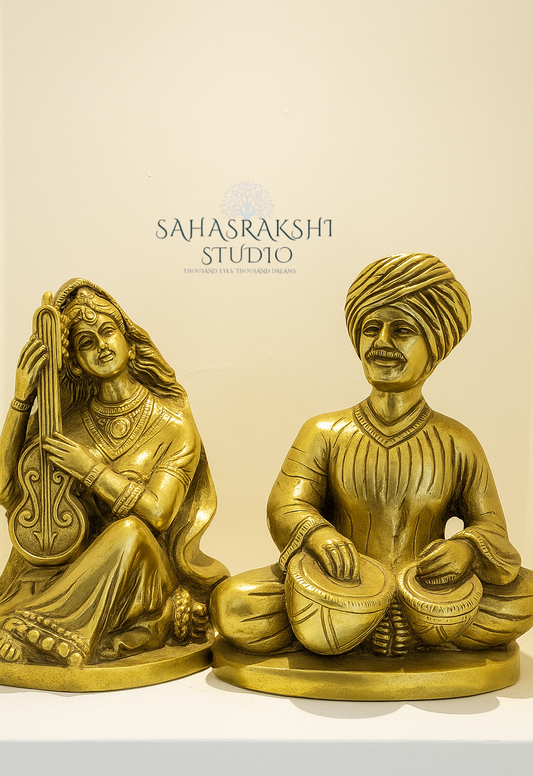 Traditional Rajasthani Musician couple Set - Brass Musicians
