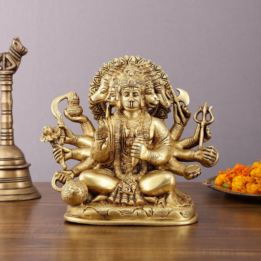 Panchamukha Hanuman | Sri Anjaneya - Pure Brass Idol