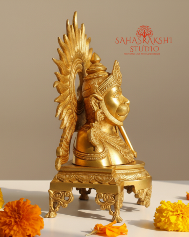 Sri Hanumanji Bust with Suryaprabha | Bajrangbali Bust Idol - Handcrafted in premium brass