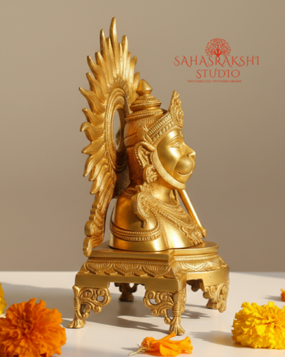 Sri Hanumanji Bust with Suryaprabha | Bajrangbali Bust Idol - Handcrafted in premium brass