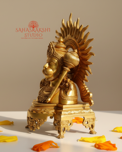 Sri Hanumanji Bust with Suryaprabha | Bajrangbali Bust Idol - Handcrafted in premium brass