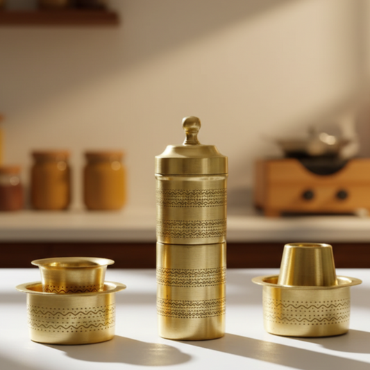 Brass Coffee FIlter with 2 Davara set | Handcrafted for Nostalgia