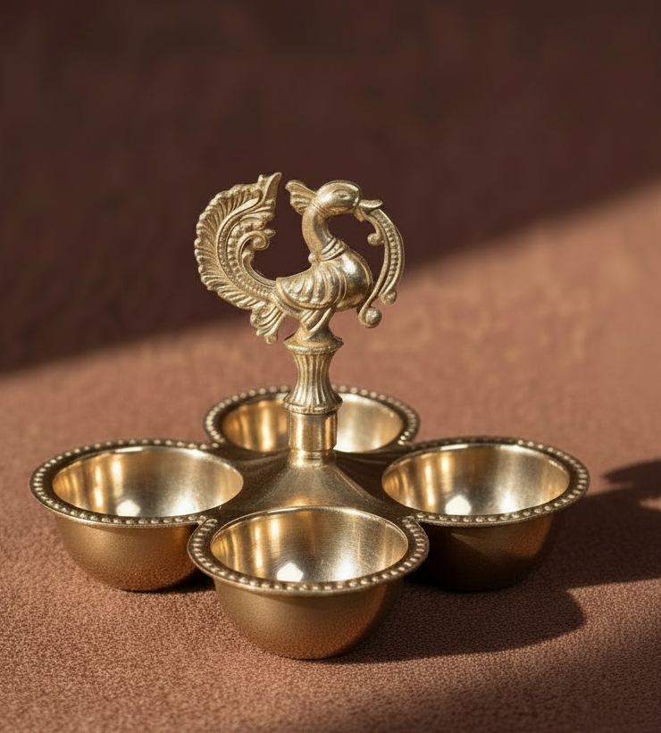 Beauiful Brass Kankavati Haldi Kumkum Holder - Handcrafted with love