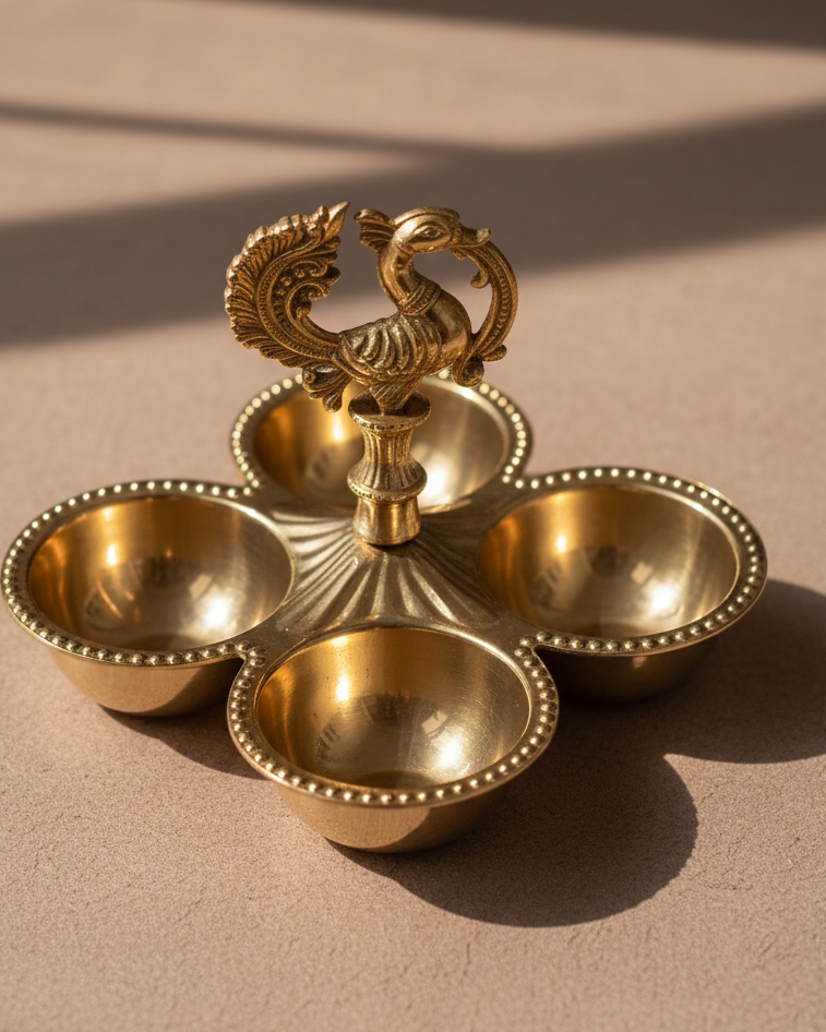 Beauiful Brass Kankavati Haldi Kumkum Holder - Handcrafted with love