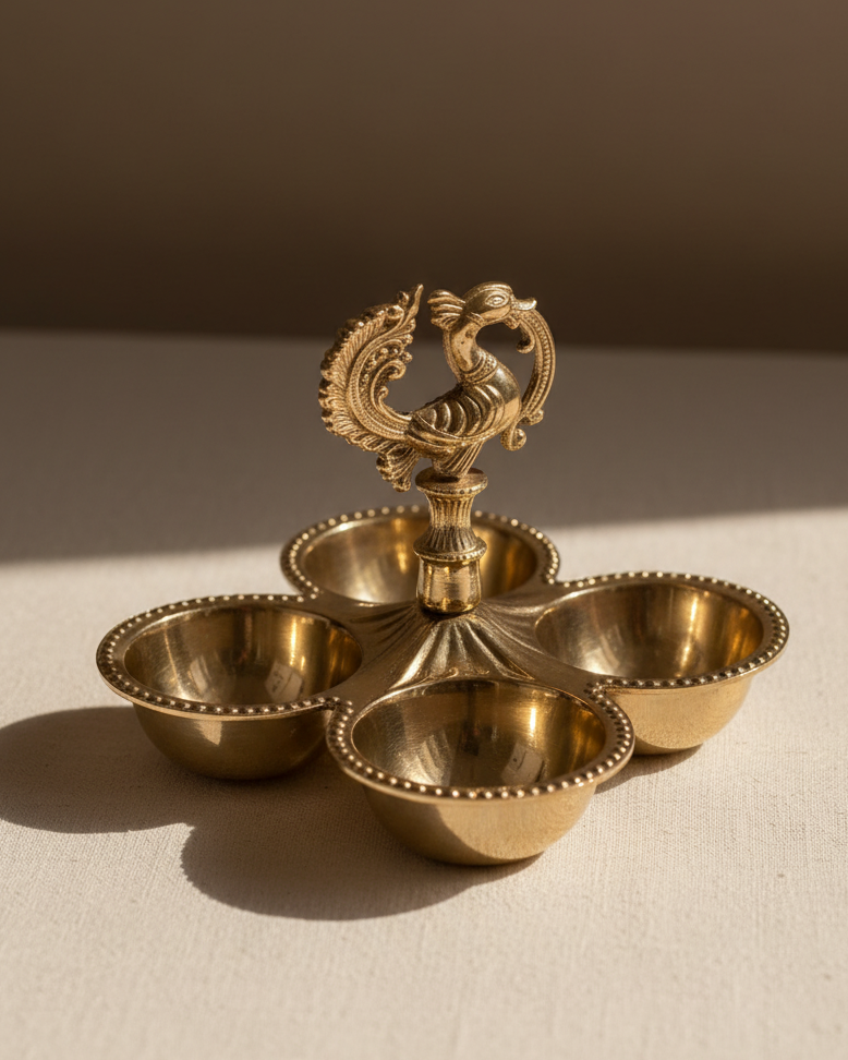 Beauiful Brass Kankavati Haldi Kumkum Holder - Handcrafted with love