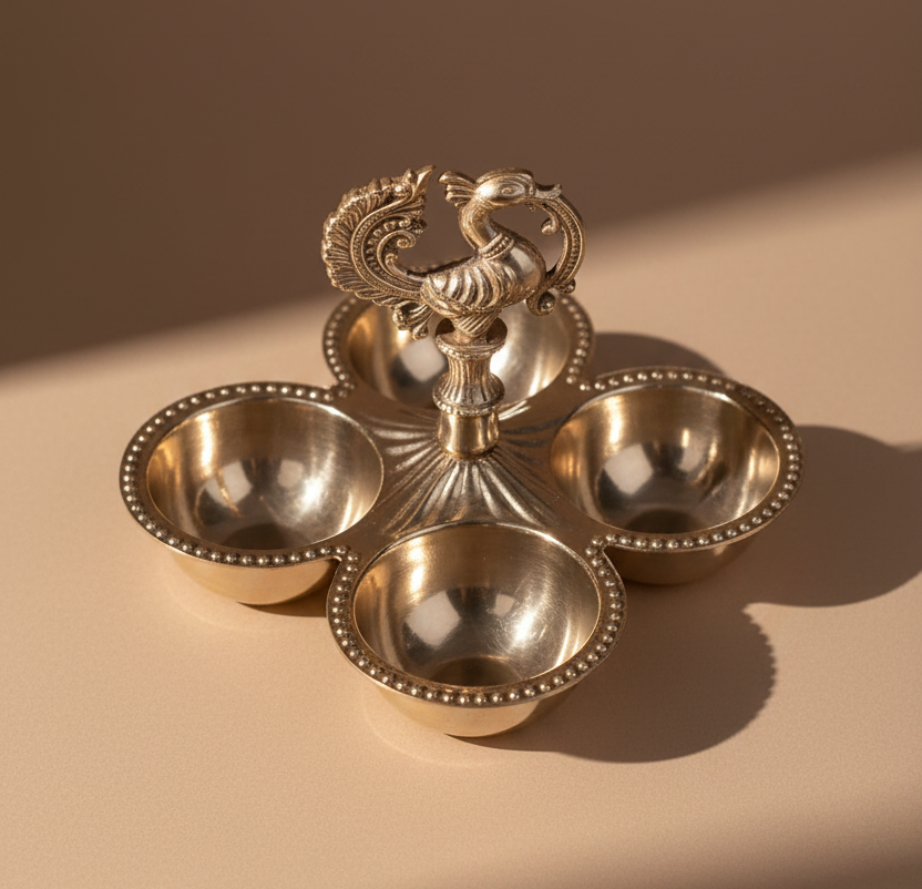Beauiful Brass Kankavati Haldi Kumkum Holder - Handcrafted with love