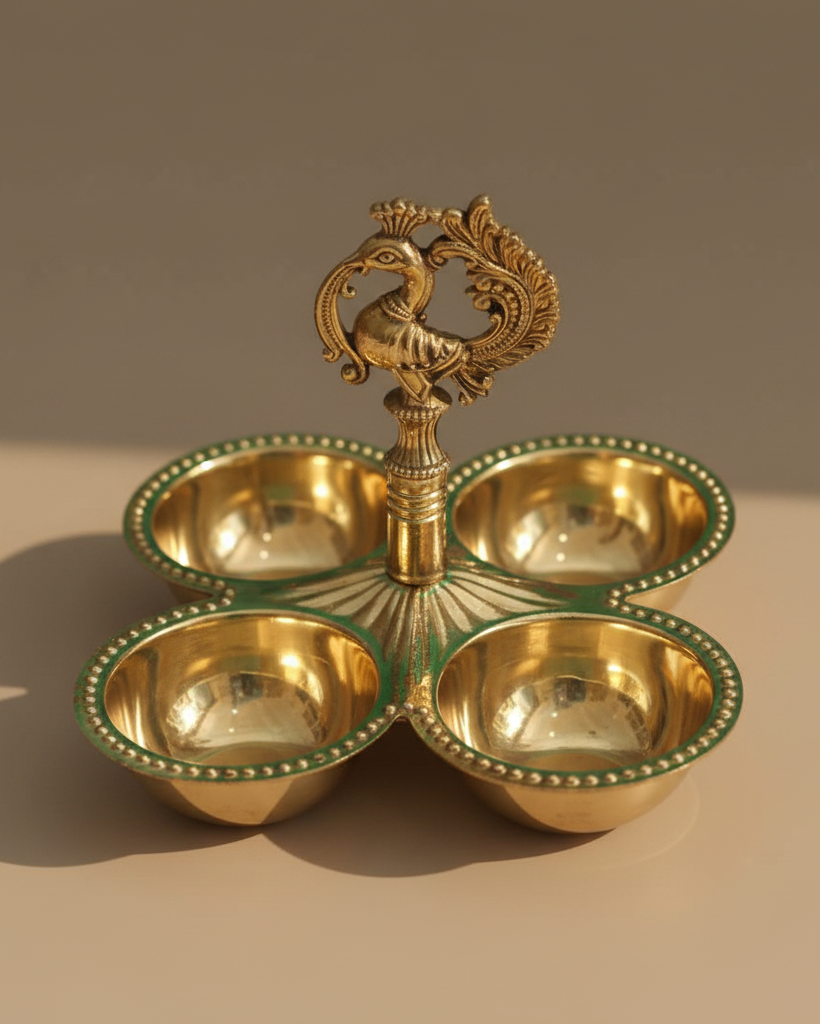 Beauiful Brass Kankavati Haldi Kumkum Holder - Handcrafted with love