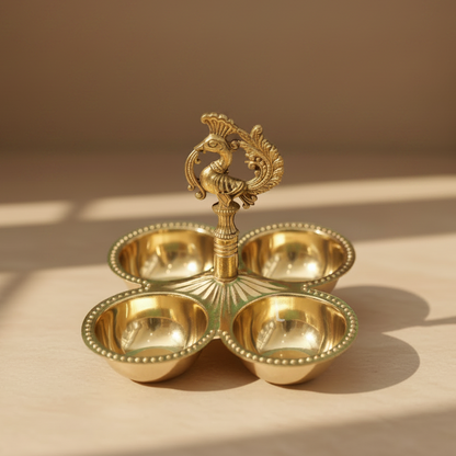 Beauiful Brass Kankavati Haldi Kumkum Holder - Handcrafted with love