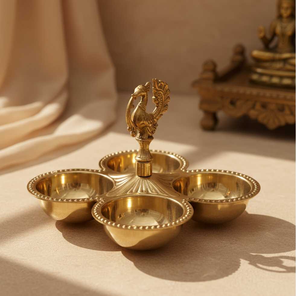 Beauiful Brass Kankavati Haldi Kumkum Holder - Handcrafted with love