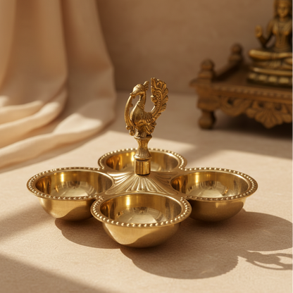 Beauiful Brass Kankavati Haldi Kumkum Holder - Handcrafted with love