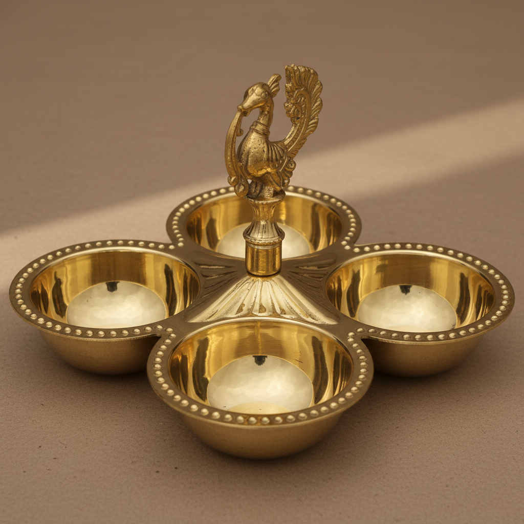Beauiful Brass Kankavati Haldi Kumkum Holder - Handcrafted with love