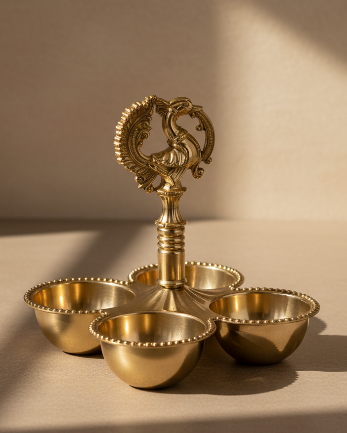 Beauiful Brass Kankavati Haldi Kumkum Holder - Handcrafted with love