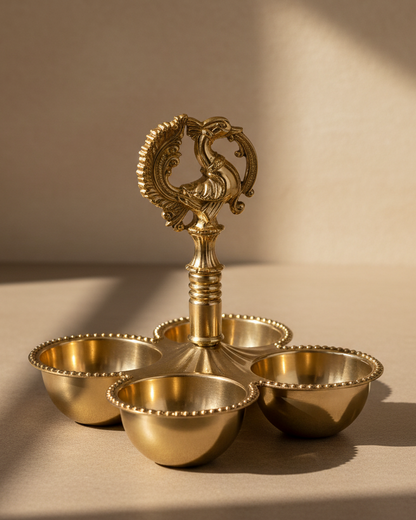 Beauiful Brass Kankavati Haldi Kumkum Holder - Handcrafted with love