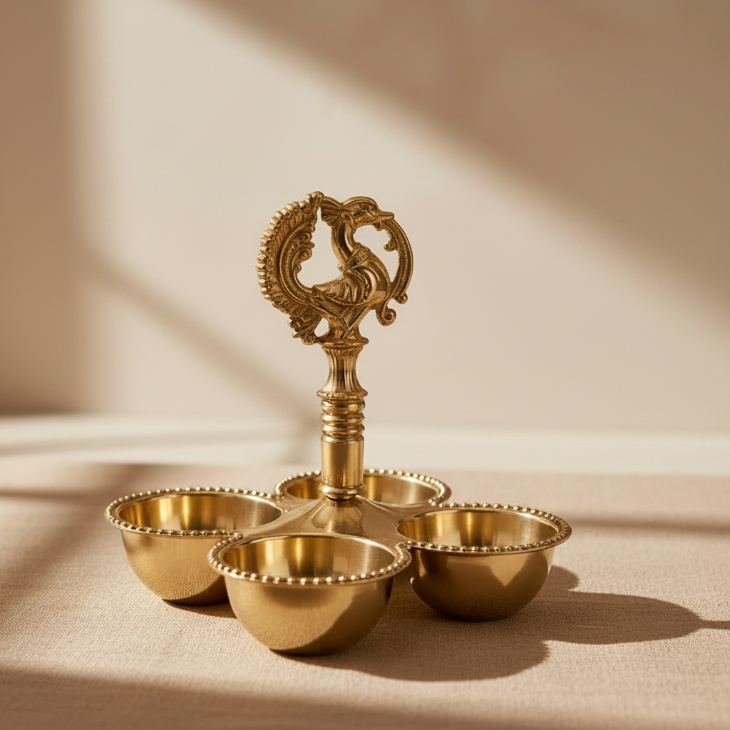 Beauiful Brass Kankavati Haldi Kumkum Holder - Handcrafted with love