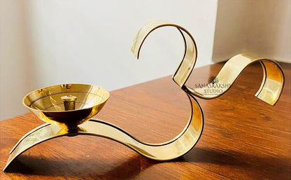 OM Brass Oil Lamp Diya Set | ૐ Diya  (2  pieces)
