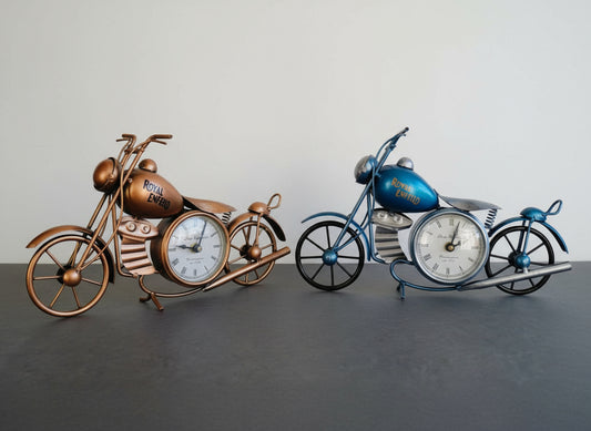 Royal Enfield Motorcycle Table Clock – Vintage Metal Bike Decor