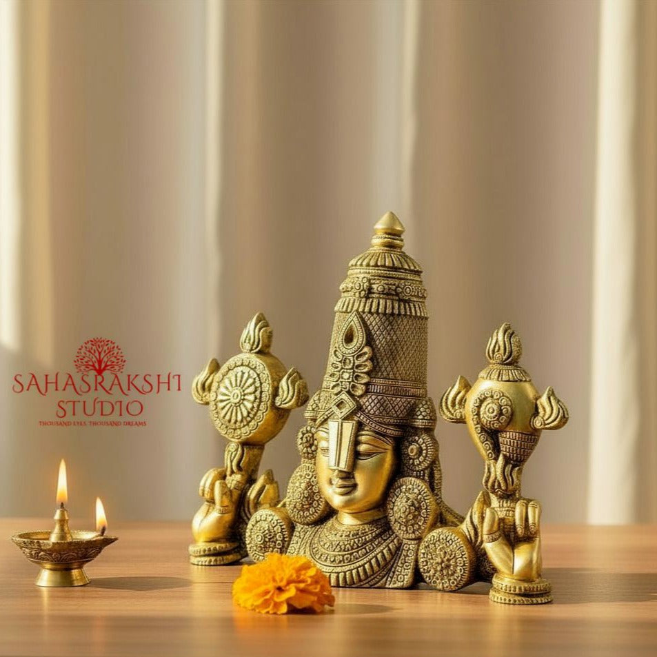 Sri Venkateswara | Perumal | Govinda | Tirupati Balaji - Brass bust idol