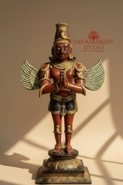Dharmapālā - The Guardians of Dharma - Hanumanji & Garudaji - Pure Brass in traditional colors