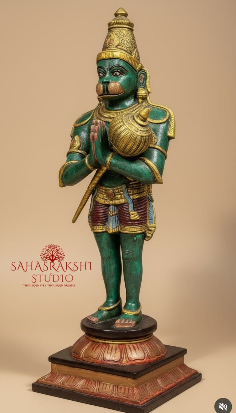 Dharmapālā - The Guardians of Dharma - Hanumanji & Garudaji - Pure Brass in traditional colors