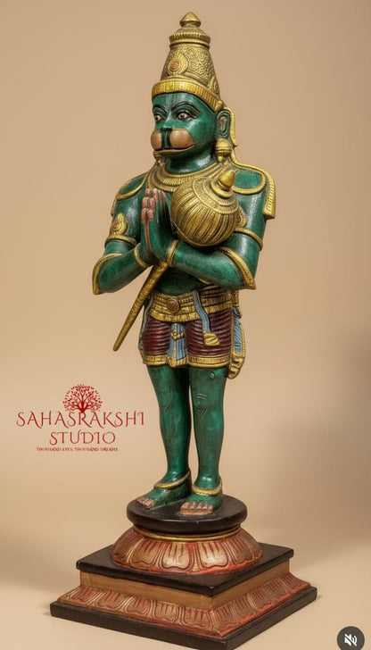 Dharmapālā - The Guardians of Dharma - Hanumanji & Garudaji - Pure Brass in traditional colors