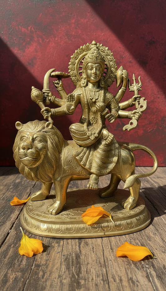 Maa Durga | Maa Simhvaahini - Pure Brass Moorthi