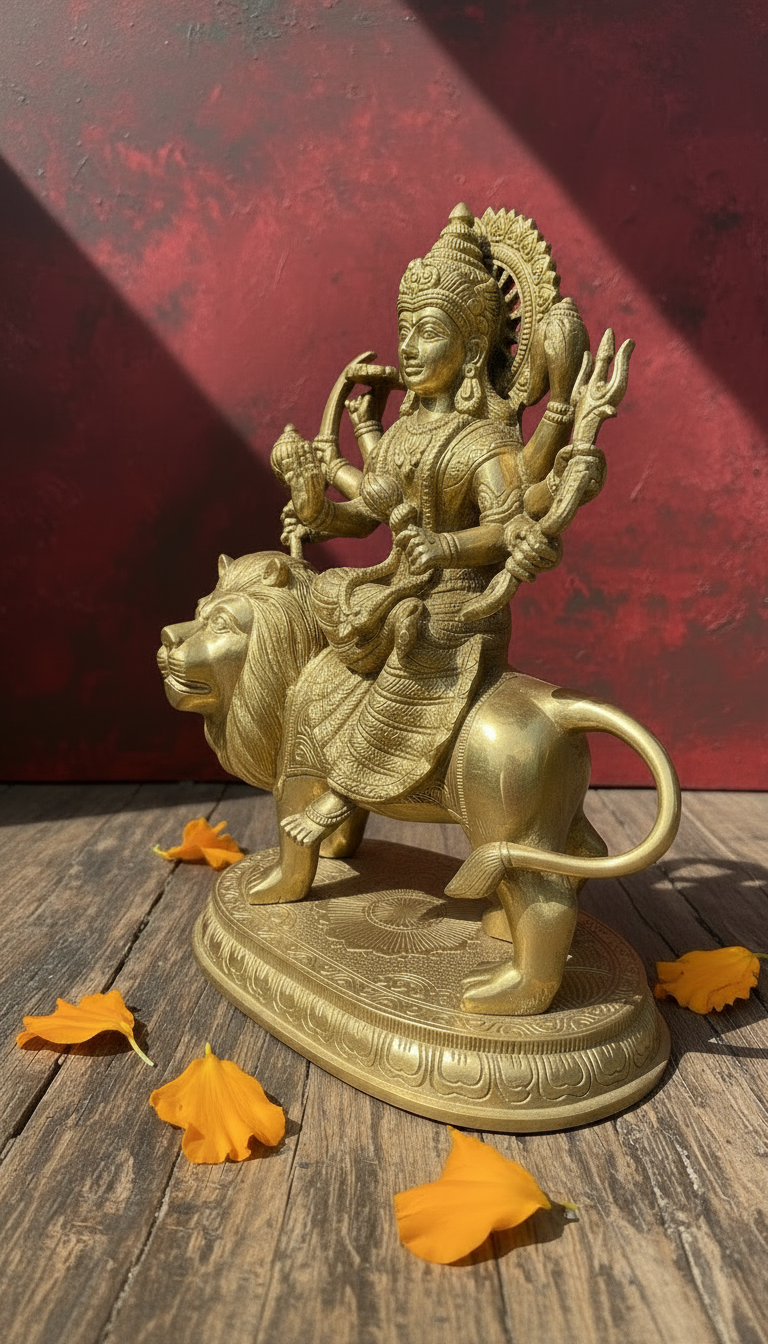 Maa Durga | Maa Simhvaahini - Pure Brass Moorthi