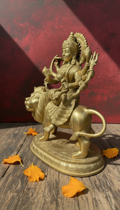 Maa Durga | Maa Simhvaahini - Pure Brass Moorthi
