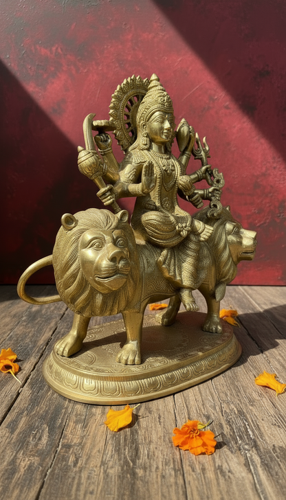 Maa Durga | Maa Simhvaahini - Pure Brass Moorthi