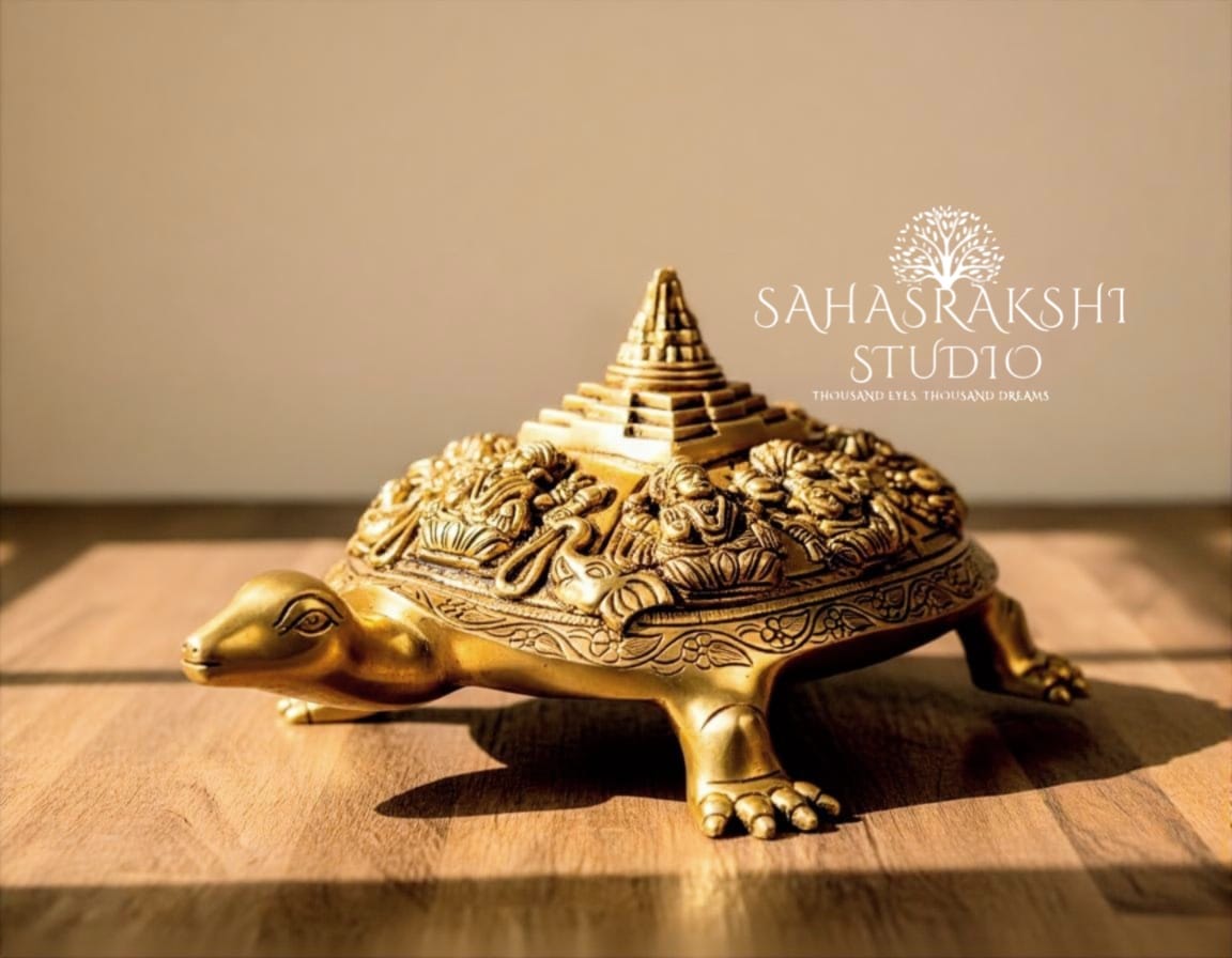 Ashtalakshmi Tortoise with MahaMeru - Handcraftedin pure Brass