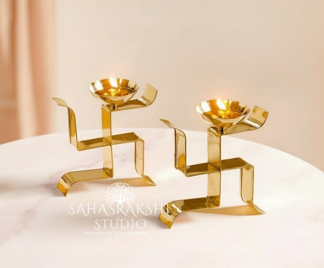 Beautiful Swastik Diyas Set - Handcrafted with Love