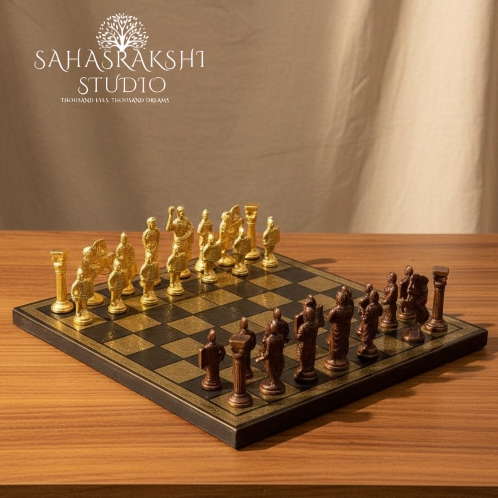 Luxury Grand Roman Edition Brass Chess Set- Handcrafted with pride