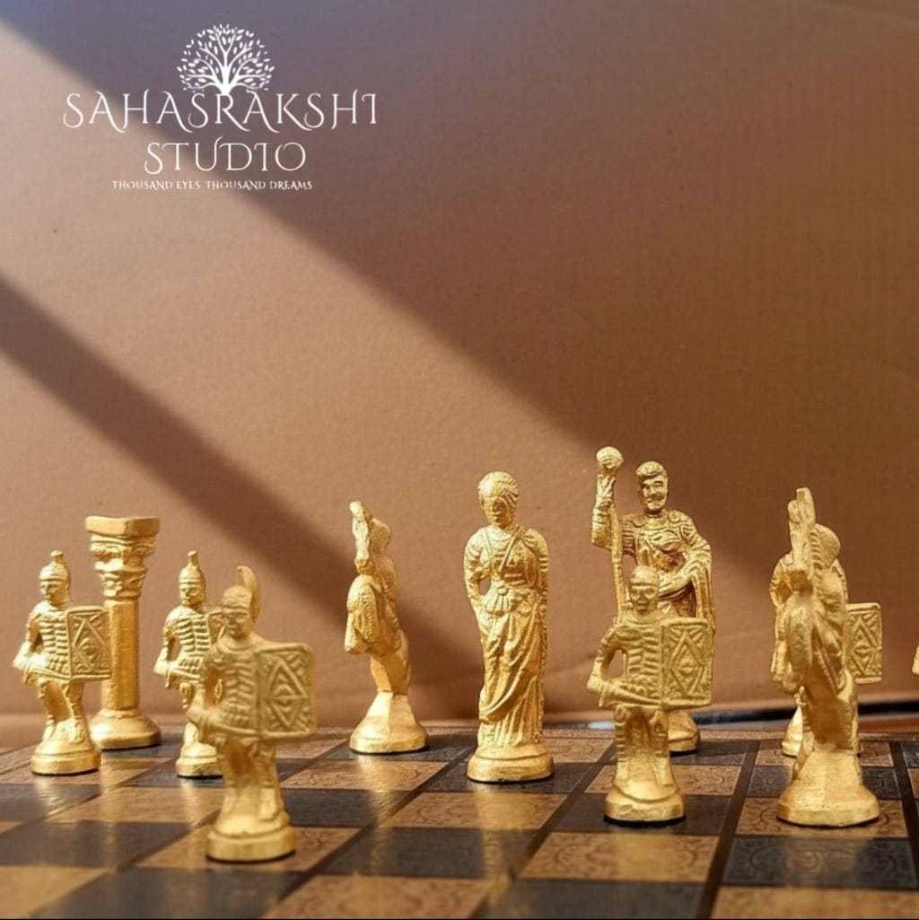 Luxury Grand Roman Edition Brass Chess Set- Handcrafted with pride