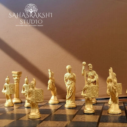 Luxury Grand Roman Edition Brass Chess Set- Handcrafted with pride