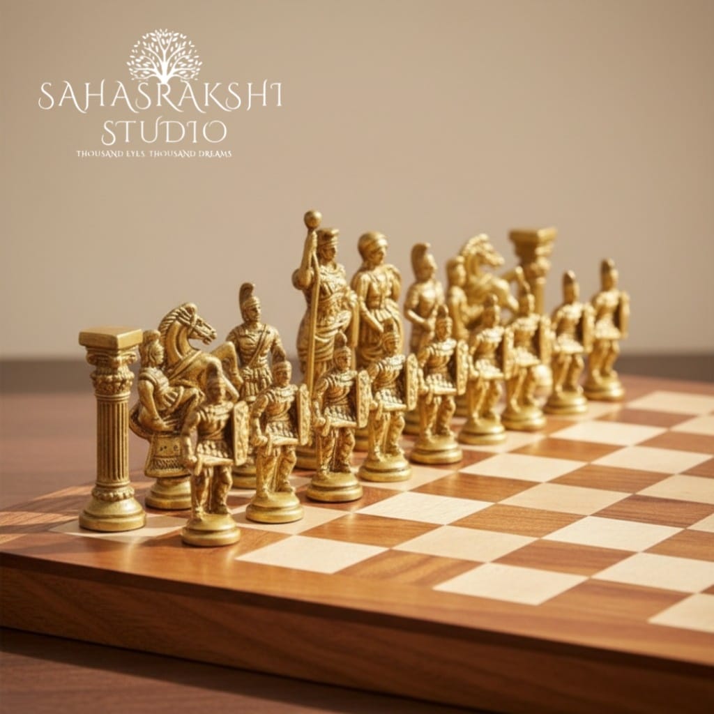 Luxury Grand Roman Edition Brass Chess Set- Handcrafted with pride