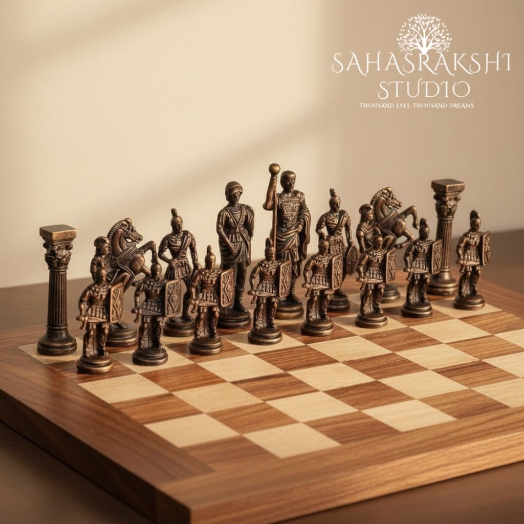Luxury Grand Roman Edition Brass Chess Set- Handcrafted with pride