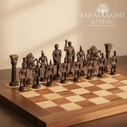 Luxury Grand Roman Edition Brass Chess Set- Handcrafted with pride