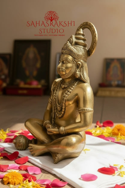 Yogachara  Hanuman | Dhyana Anjaneya | Lord Hanuman in meditation - handcrafted with devotion
