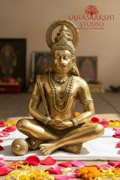 Yogachara  Hanuman | Dhyana Anjaneya | Lord Hanuman in meditation - handcrafted with devotion