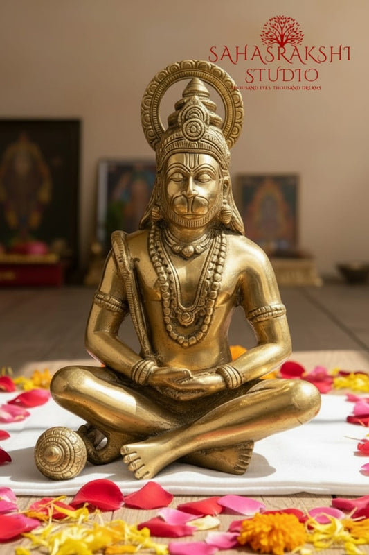 Yogachara  Hanuman | Dhyana Anjaneya | Lord Hanuman in meditation - handcrafted with devotion