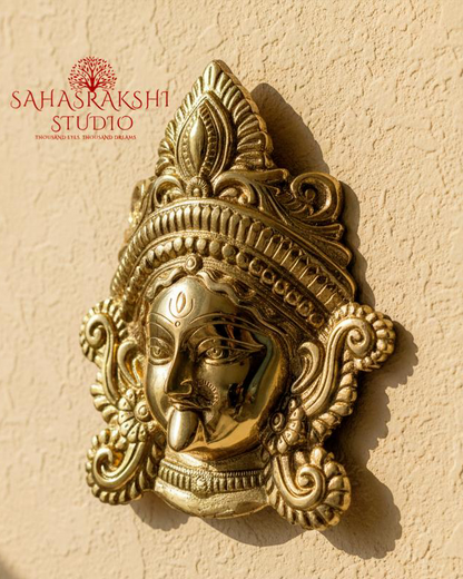 Maa Kaali Face - Wall Hanging - Brass Artefact