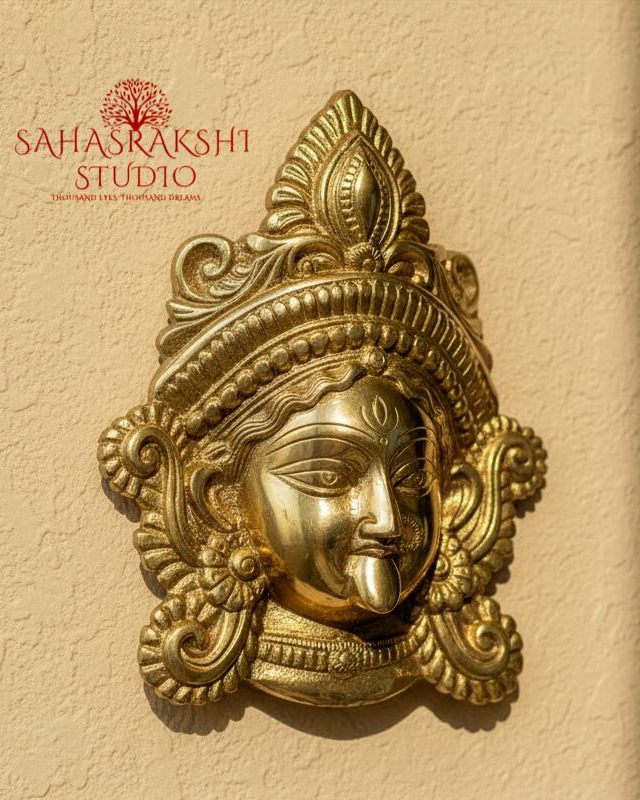 Maa Kaali Face - Wall Hanging - Brass Artefact
