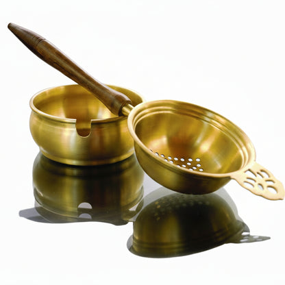 Brass Tea Strainer with Bowl | Crafted with Love