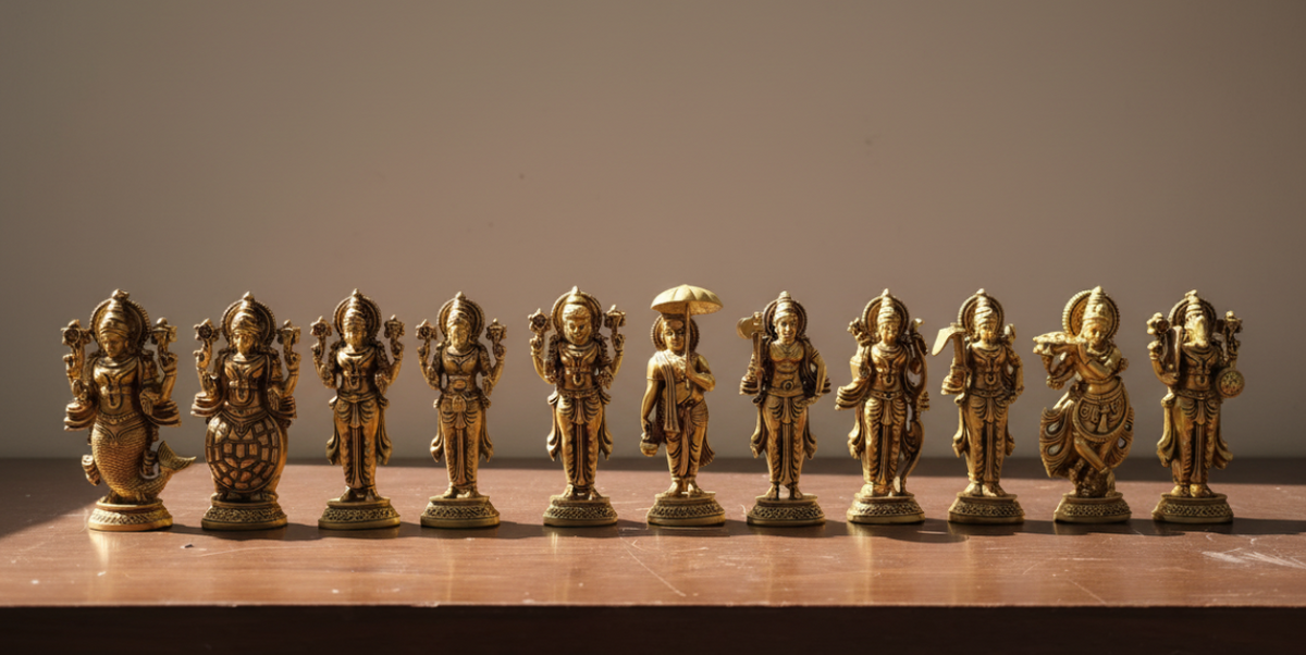 Dashavatar Brass Idol Set – Handcrafted Pure Brass - Premium Brass with superfine details