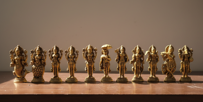 Dashavatar Brass Idol Set – Handcrafted Pure Brass - Premium Brass with superfine details