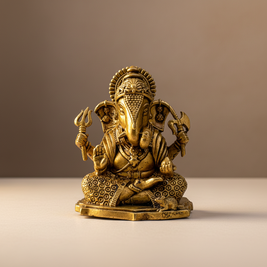 Premium handcrafted lightweight brass Ganesha idol for pooja and gifting