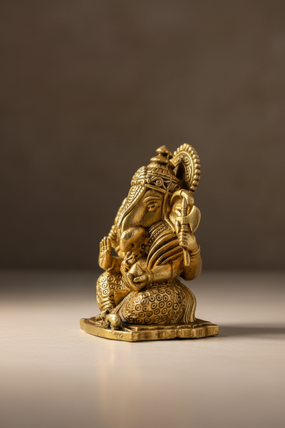 Premium handcrafted lightweight brass Ganesha idol for pooja and gifting