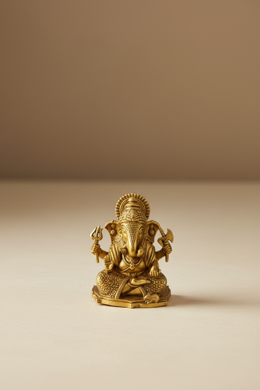 Premium handcrafted lightweight brass Ganesha idol for pooja and gifting