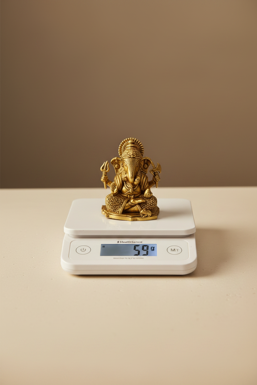 Premium handcrafted lightweight brass Ganesha idol for pooja and gifting