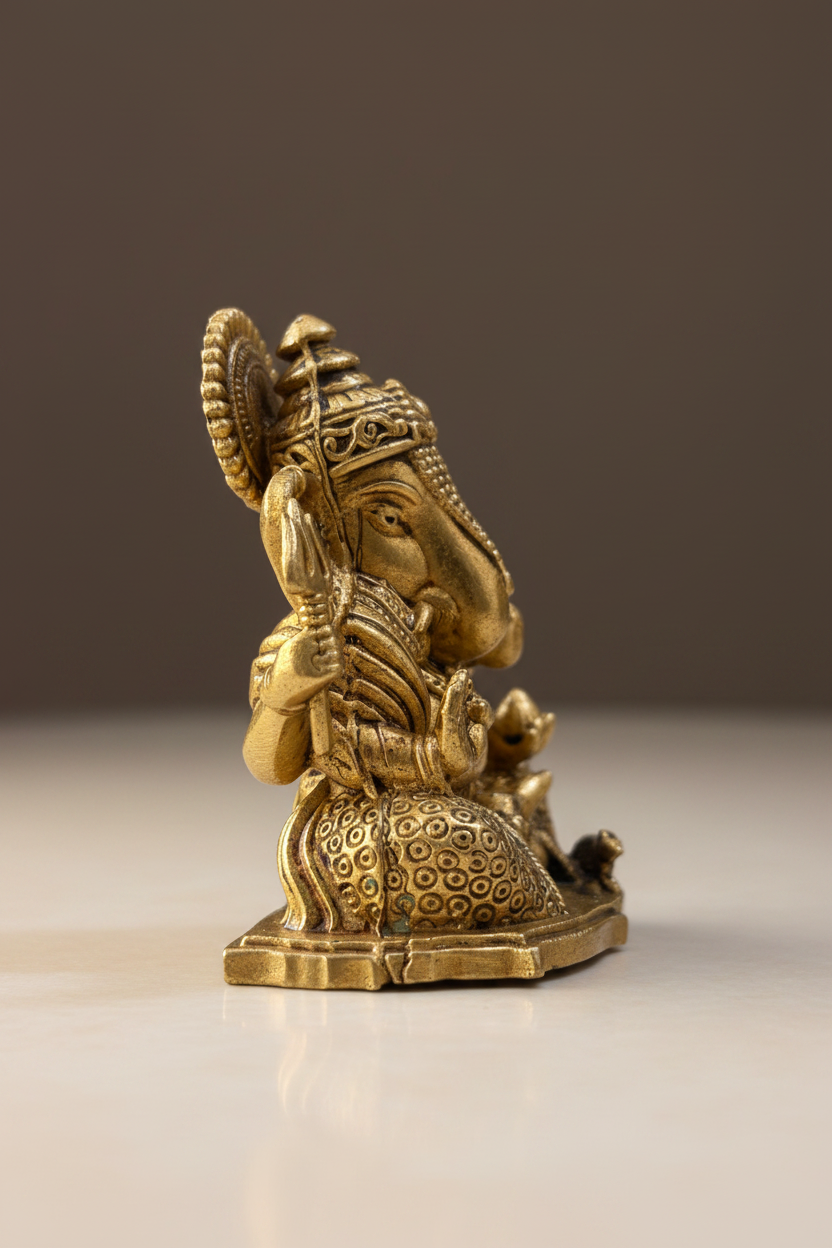 Premium handcrafted lightweight brass Ganesha idol for pooja and gifting